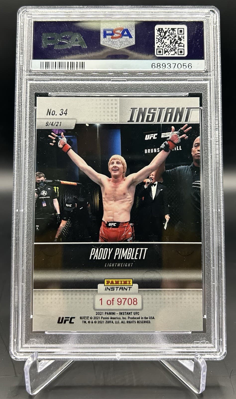 Panini 2021 Instant UFC Paddy Pimblett (RC) #34. /9708. PSA 9 MINT