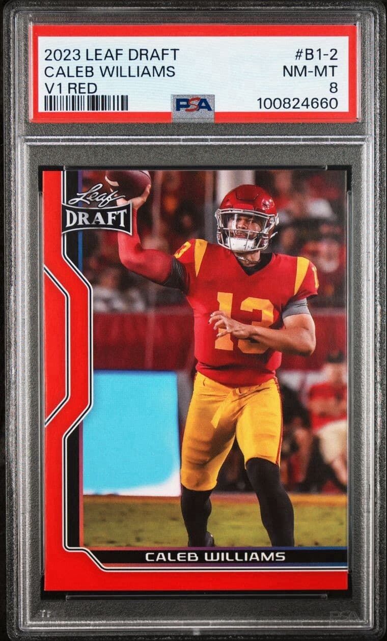 2023 Leaf Draft Caleb Williams #B1-2 V1 Red PSA 8 USC Trojans Bears. PSA 8.