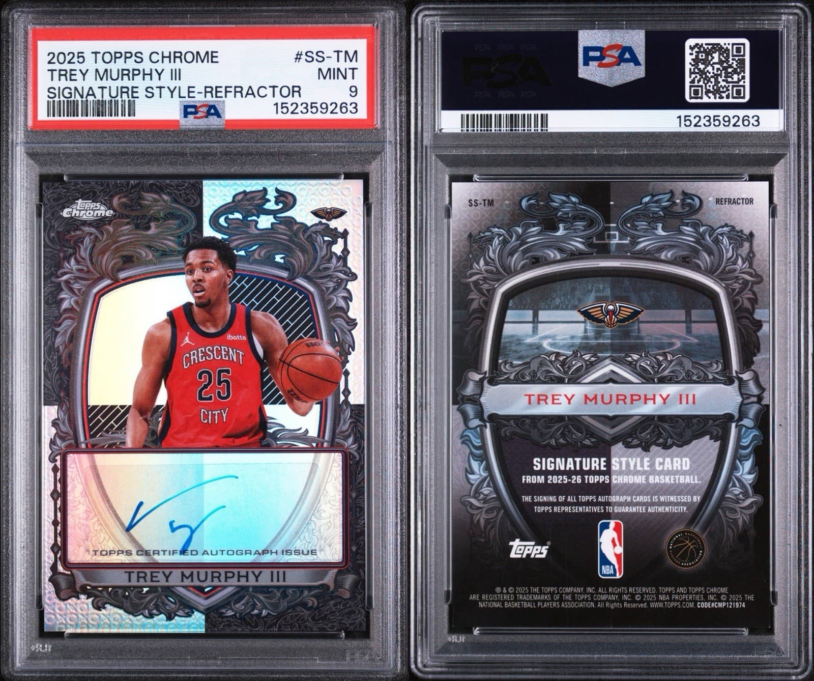 2025 Topps Chrome - Signature Style Trey Murphy III #SS-TM Refractor. PSA 9 MINT
