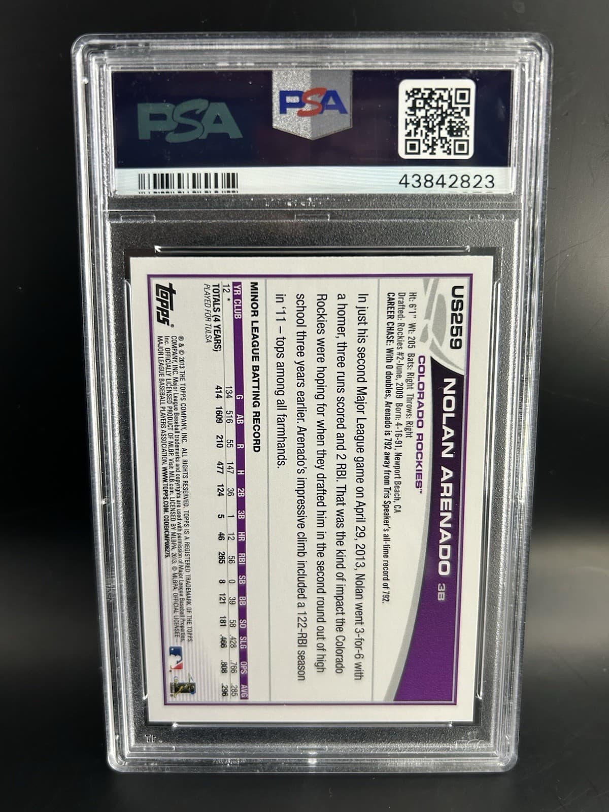 2013 Topps Update Series - Nolan Arenado #US259 (RC). PSA 10!