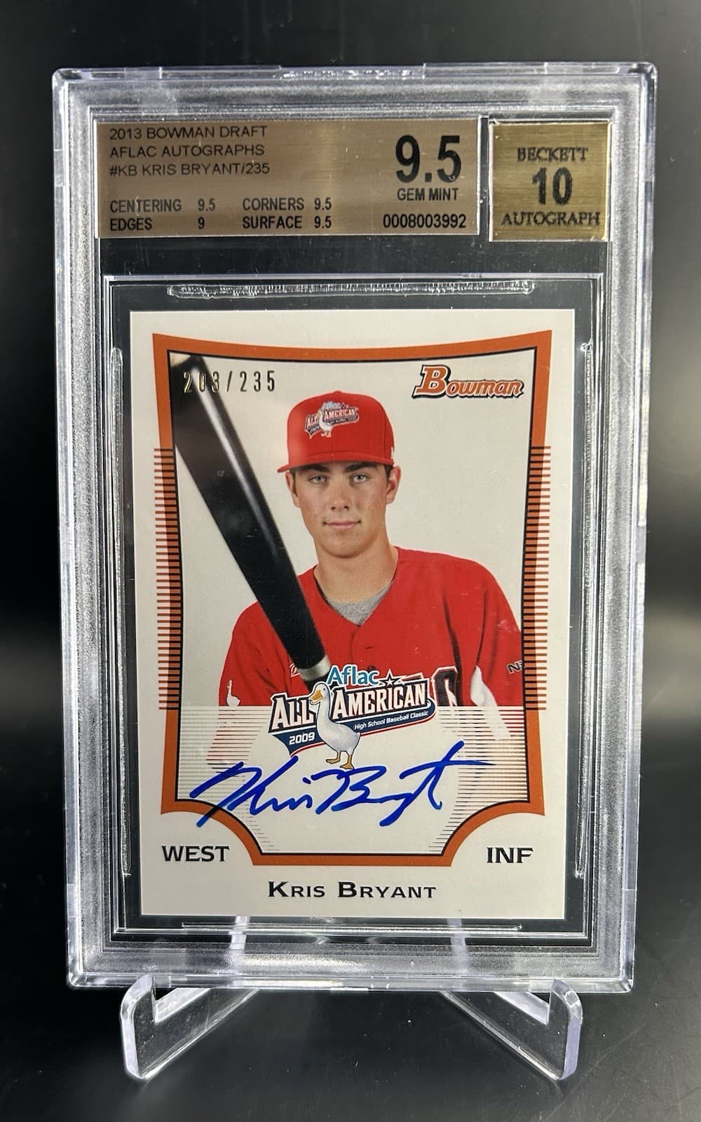 2009 Bowman Aflac All-American Kris Bryant #AFLAC-KB2 Auto /235 (RC) BGS 9.5/10