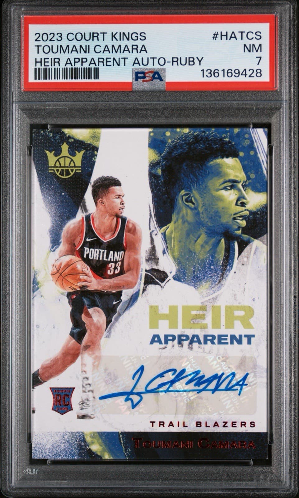 2023 Court Kings - Heir Apparent Toumani Camara (RC) Auto - Ruby /99. PSA 7 NM