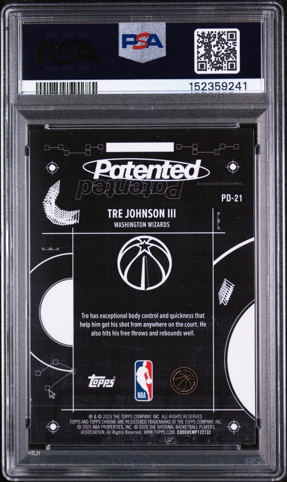 2025-26 Topps Chrome - Patented (Case Hit) Tre Johnson #PD-21 (RC). PSA 10 GEM