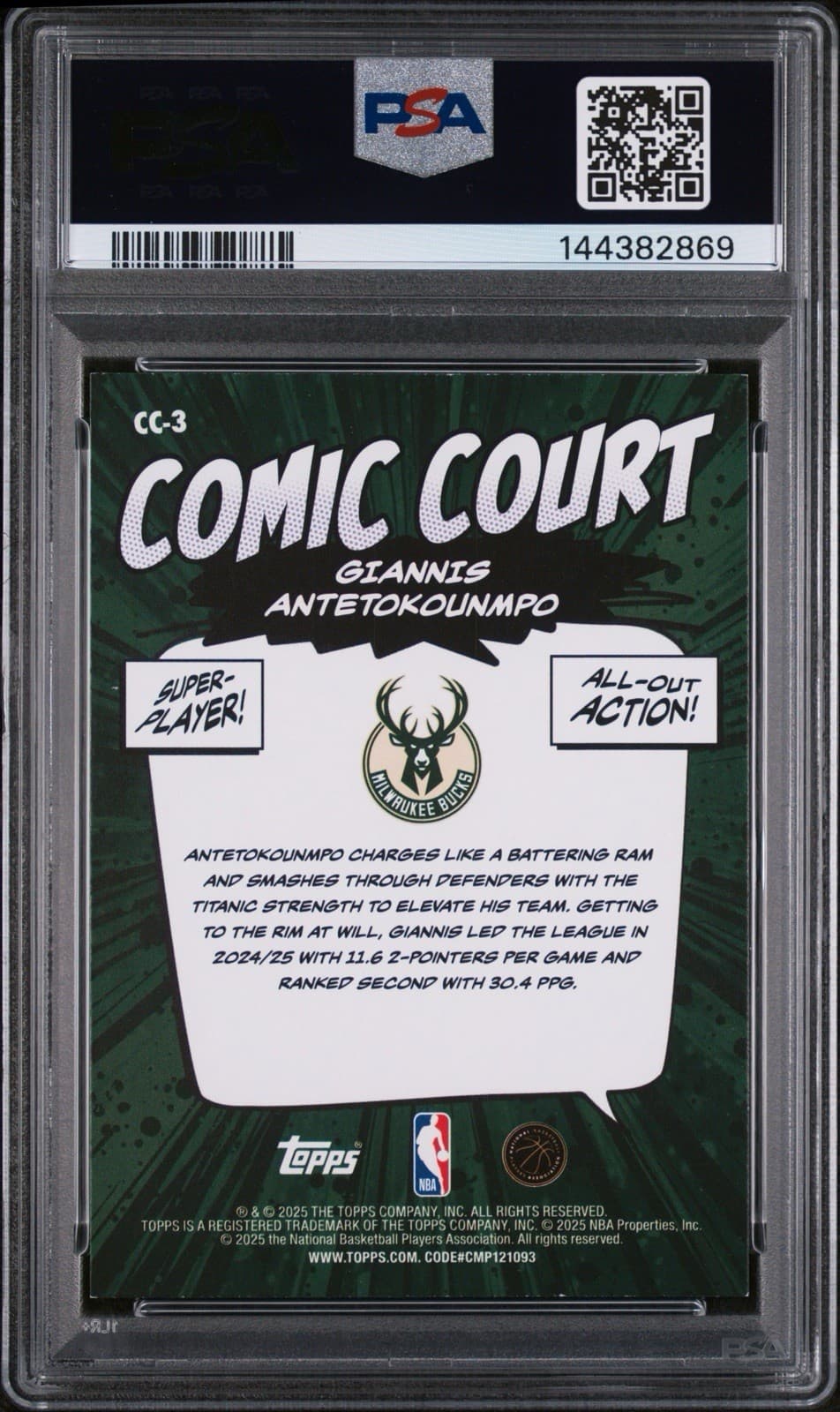 2025-26 Topps - Giannis Antetokounmpo #CC-3. Comic Court. Case Hit. PSA 7 NM