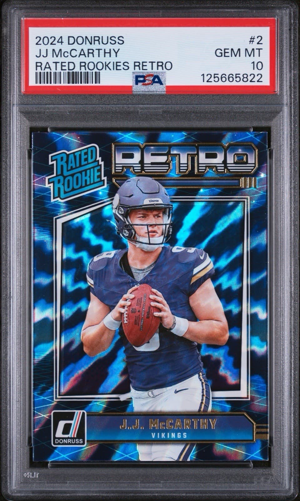 2024 Panini Donruss - Rated Rookie Retro J.J. McCarthy #2 (RC). PSA 10 GEM MT