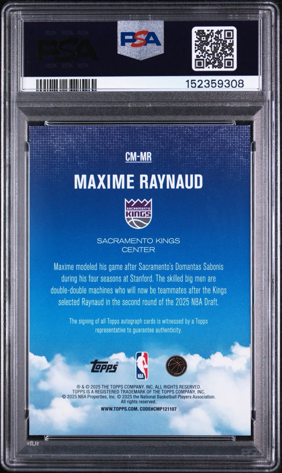 2025-26 Topps - Contemporary Marks Maxime Raynaud #CM-MR (AU, RC). PSA 9 MINT