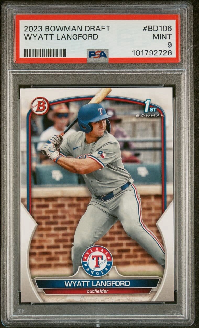 2023 Bowman Draft - #BD-106 Wyatt Langford (RC). PSA 9.