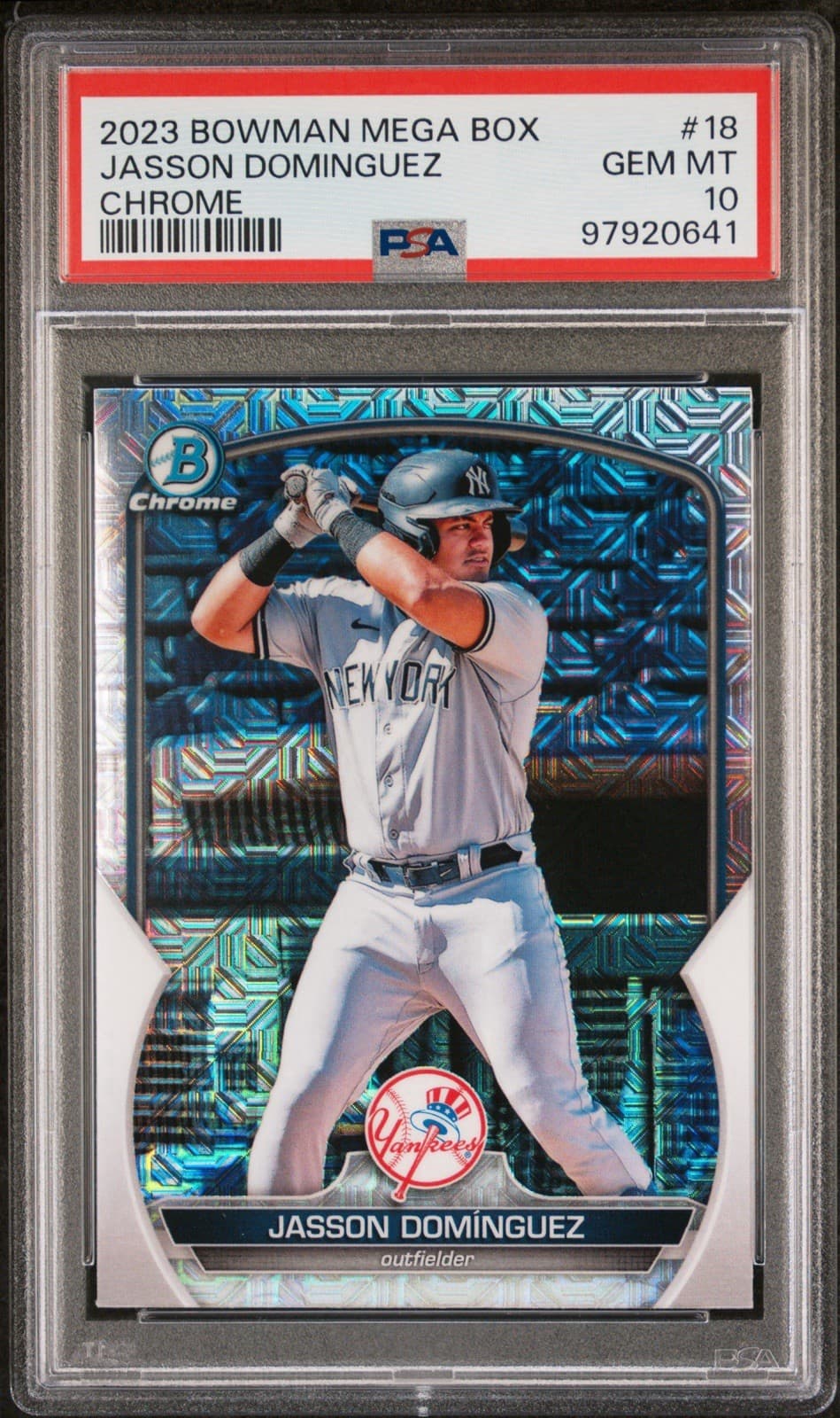 2023 BOWMAN MEGA BOX CHROME  #18 JASSON DOMINGUEZ RC. PSA 10 GEM MT