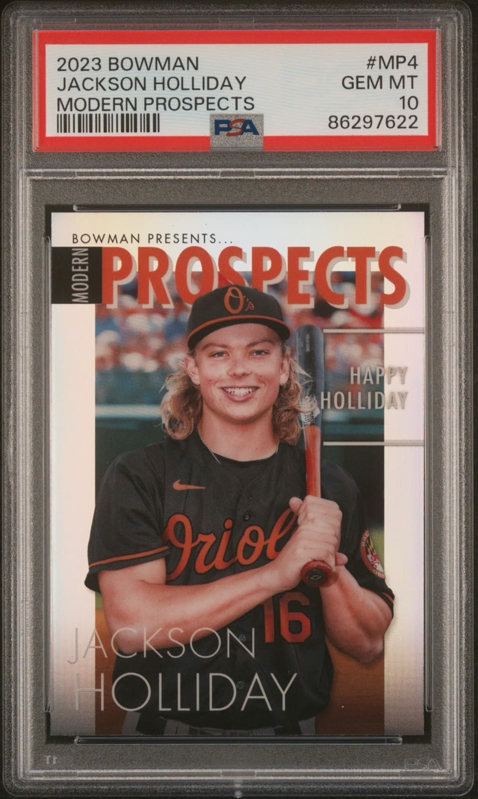 2023 Bowman - Modern Prospects Jackson Holliday #MP-4 (RC). PSA 10 GEM MT.