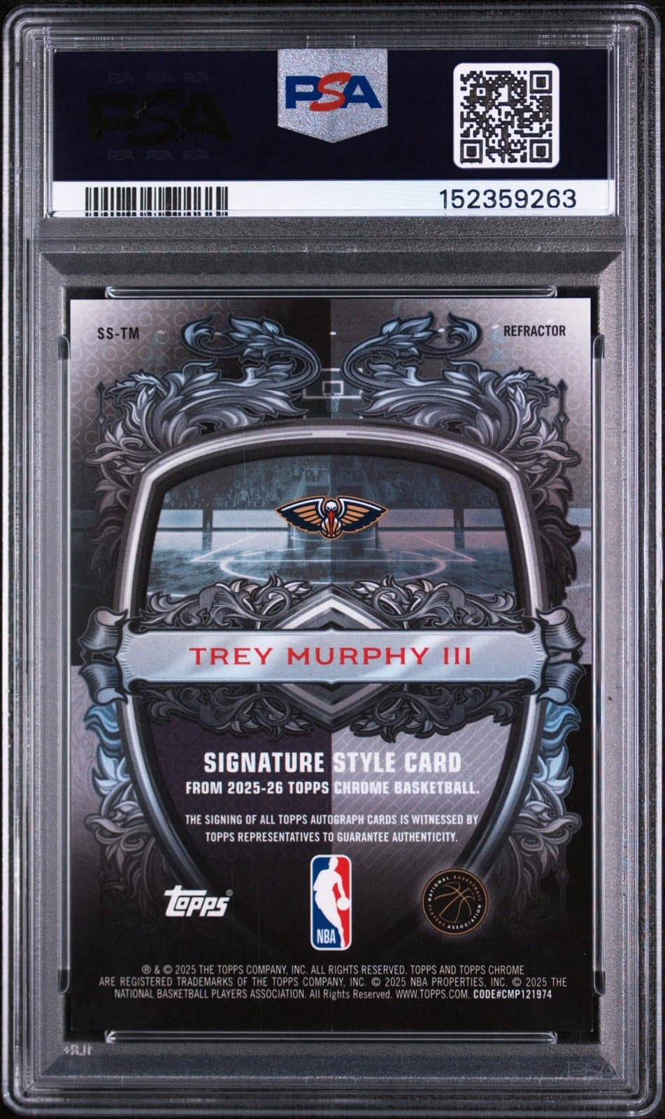 2025 Topps Chrome - Signature Style Trey Murphy III #SS-TM Refractor. PSA 9 MINT
