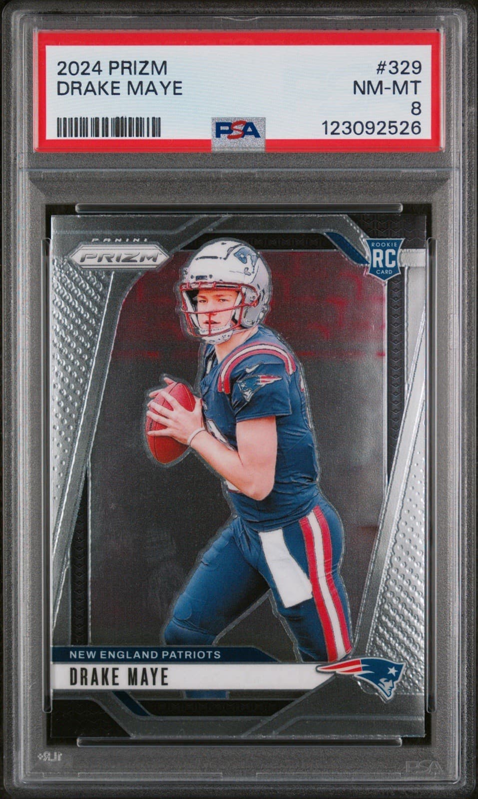 2024 Panini Prizm - Drake Maye #329 (RC). PSA 8 NM-MT