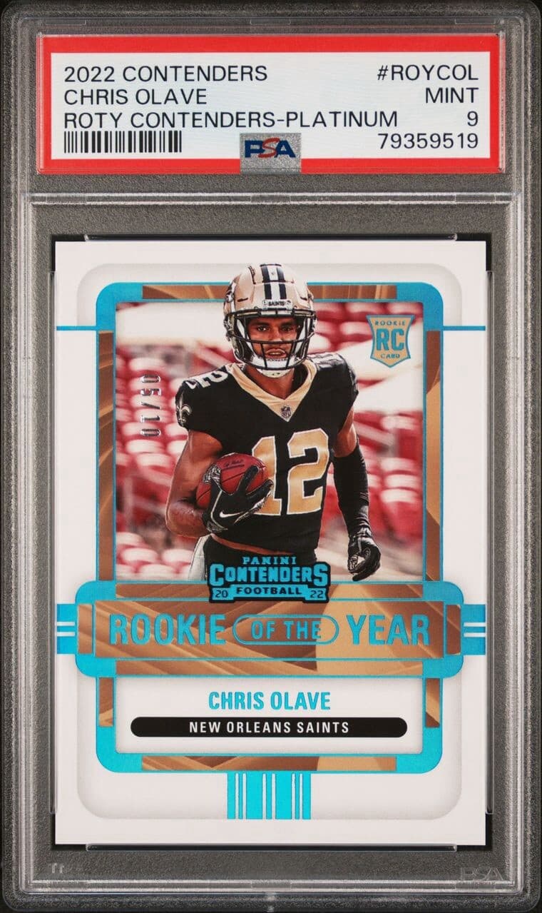 2022 Contenders Chris Olave ROTY Contenders-Platinum /10 #ROYCOL PSA 9