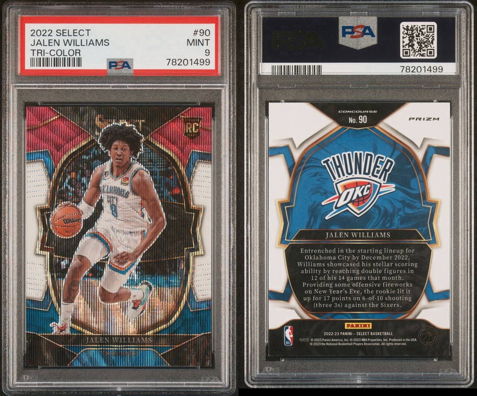 2022 Select Jalen Williams #90  Tri Color PSA 9 MINT Rookie RC