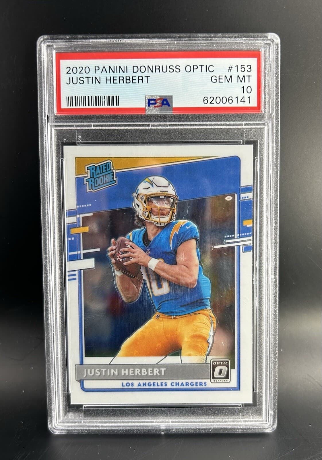 2020 Panini Donruss Optic - Rated Rookies #153 Justin Herbert (RC). PSA 10.