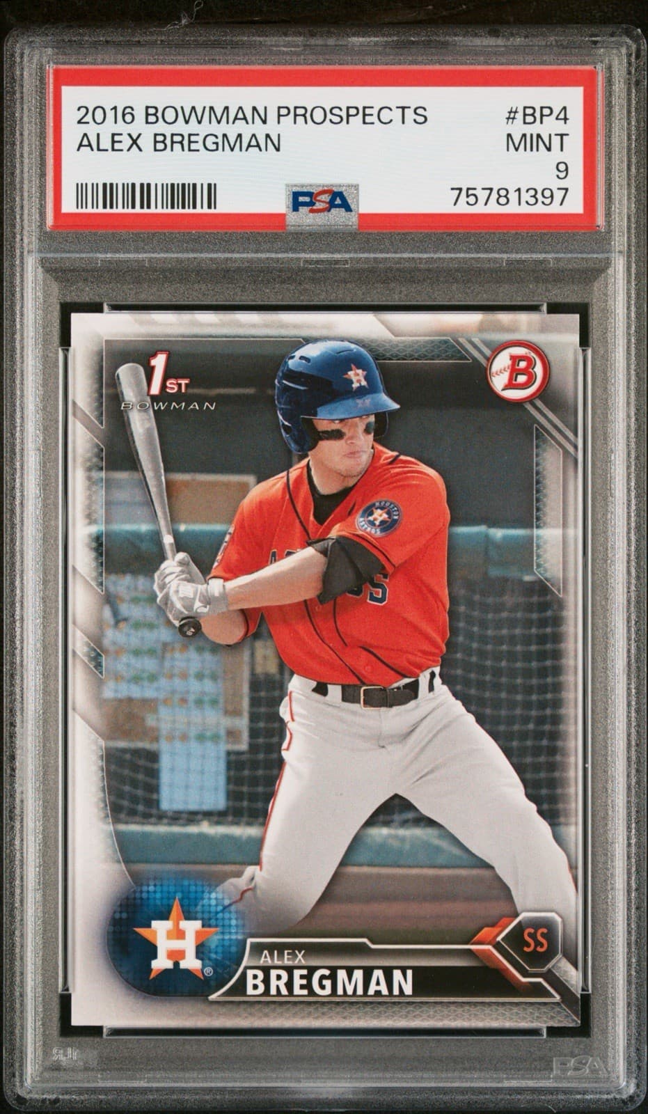 2016 Bowman - Prospects Alex Bregman #BP4 1st Bowman. PSA 9 - Mint.