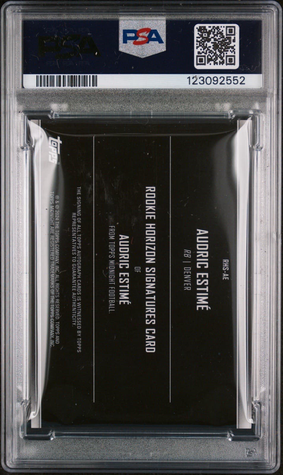 2024 Topps Midnight - Rookie Horizon Signatures Audric Estime #RHS-AE. PSA 9