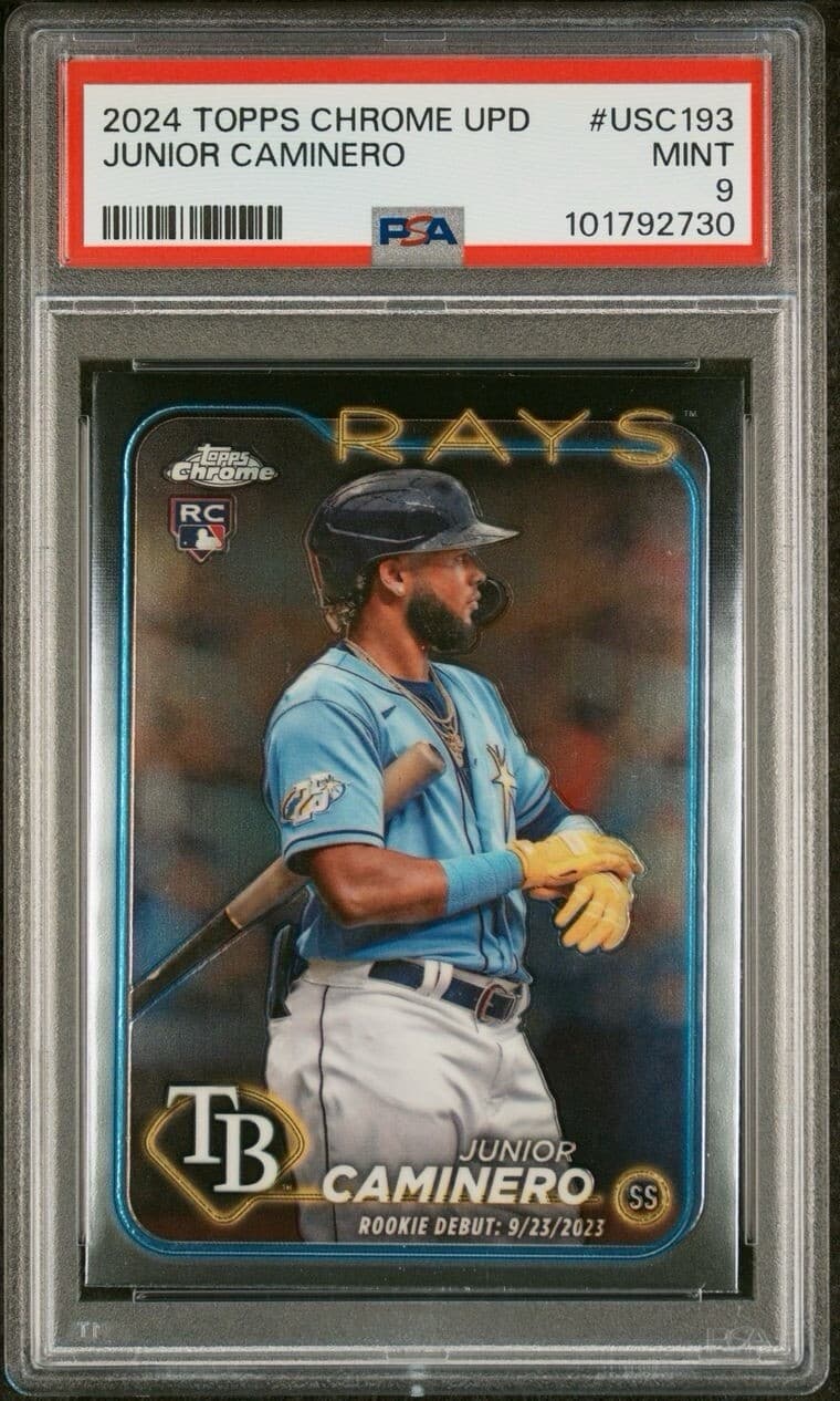 2024 Topps Chrome Update Series - Rookie Debut #USC193 Junior Caminero. PSA 9