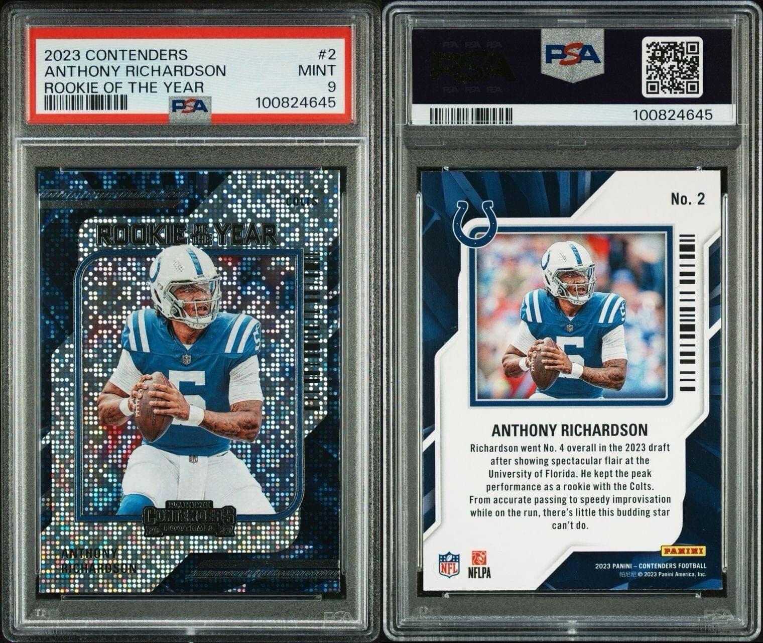 Anthony Richardson 2023 Panini Contenders #2 Rookie of the Year PSA 9