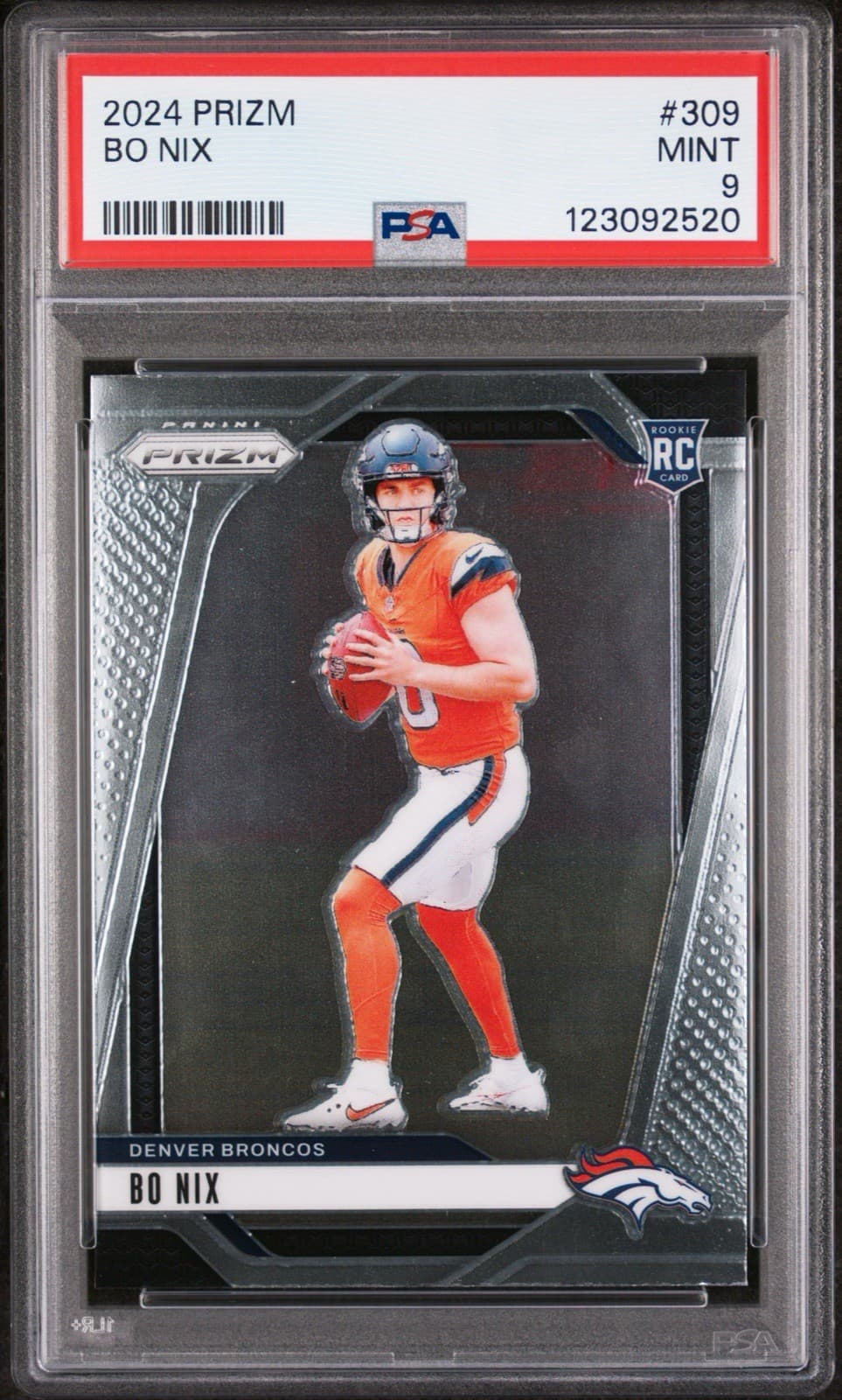 2024 Panini Prizm - Bo Nix #309 (RC). PSA 9 Mint