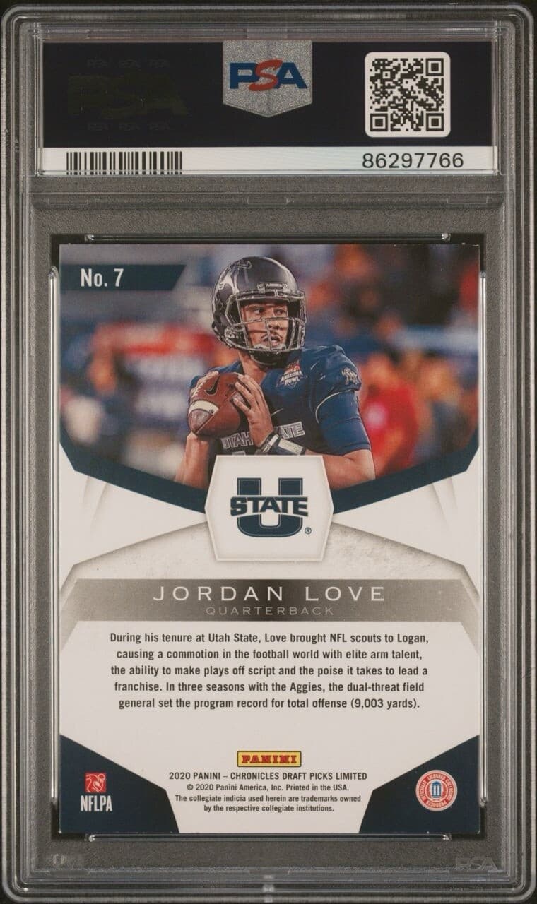 2020 Panini Chronicles Draft Picks - Limited Phenoms #7 Jordan Love (RC) PSA 8
