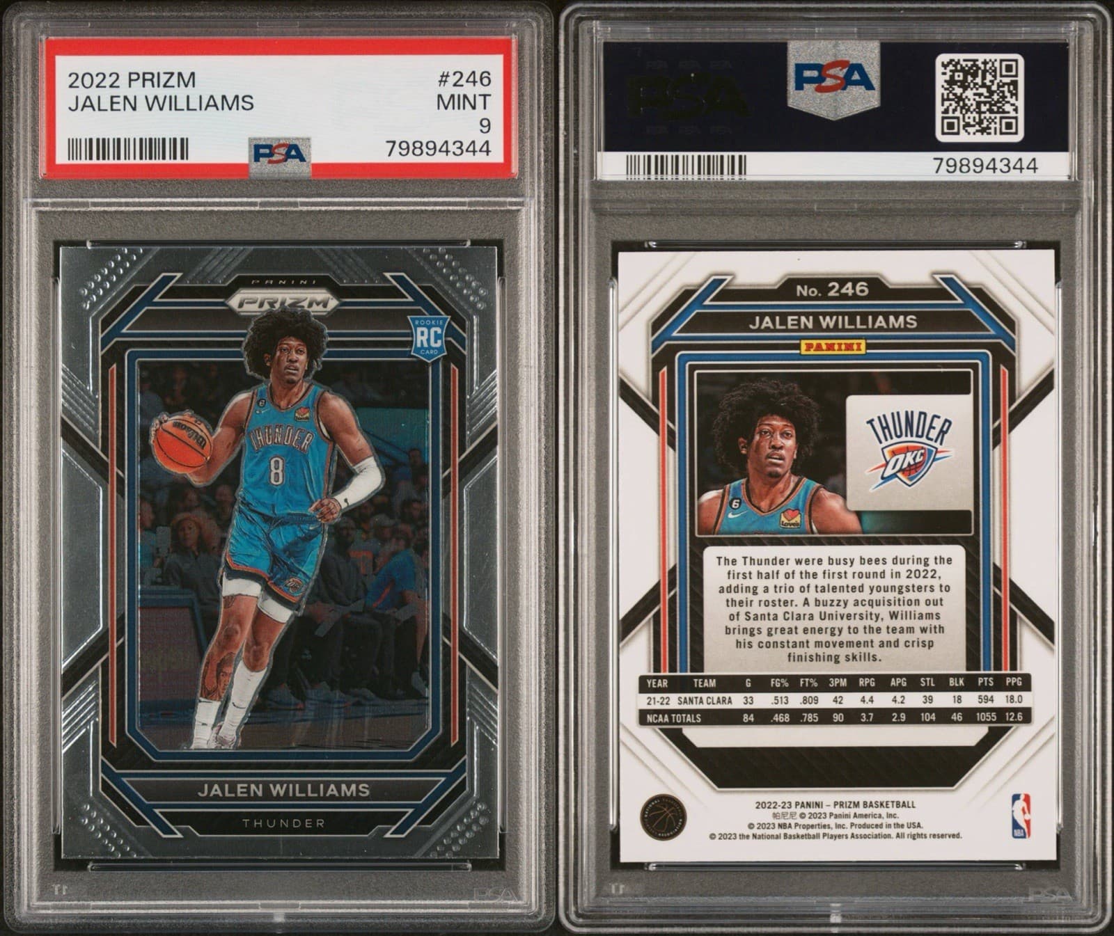 2022-23 Panini Prizm - Jalen Williams #246 (RC). PSA 9.