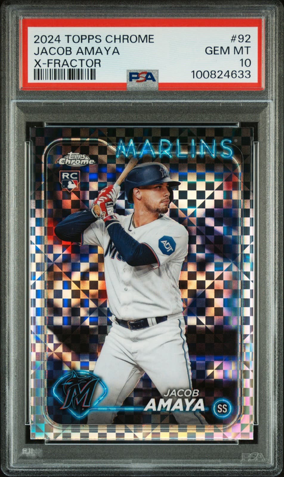 2024 Topps Chrome - X-Fractor #92 Jacob Amaya (RC). PSA 10. Pop 2!