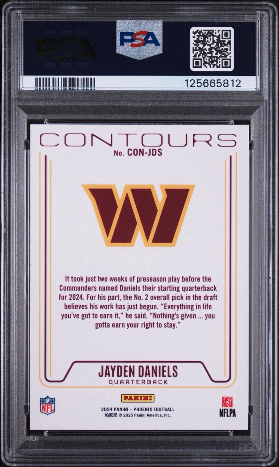 2024 Panini Phoenix Contours Jayden Daniels #CON-JDS Hyper (RC). PSA 9. Low Pop.