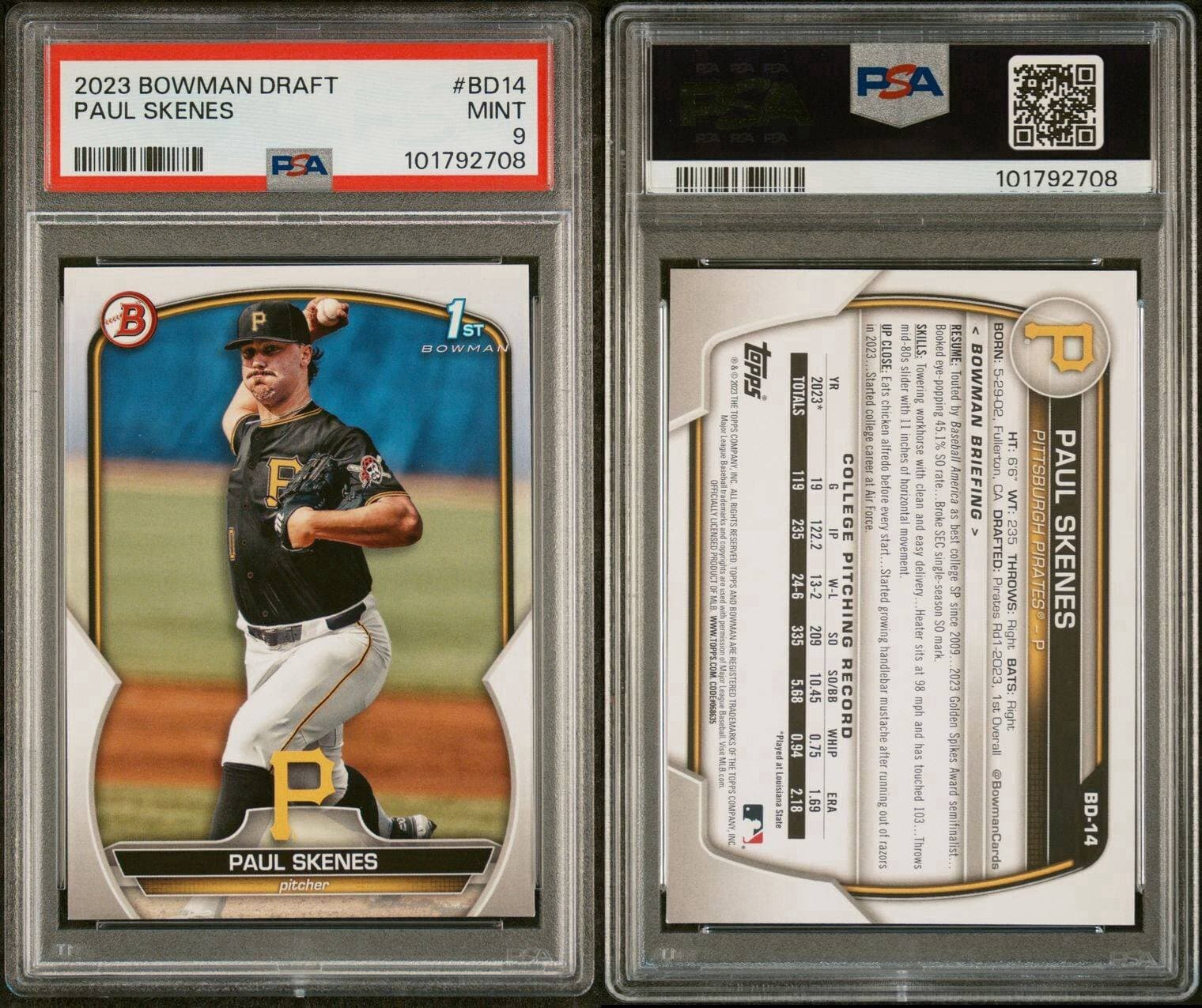 2023 Bowman Draft - #BD-14 Paul Skenes (RC). PSA 9.