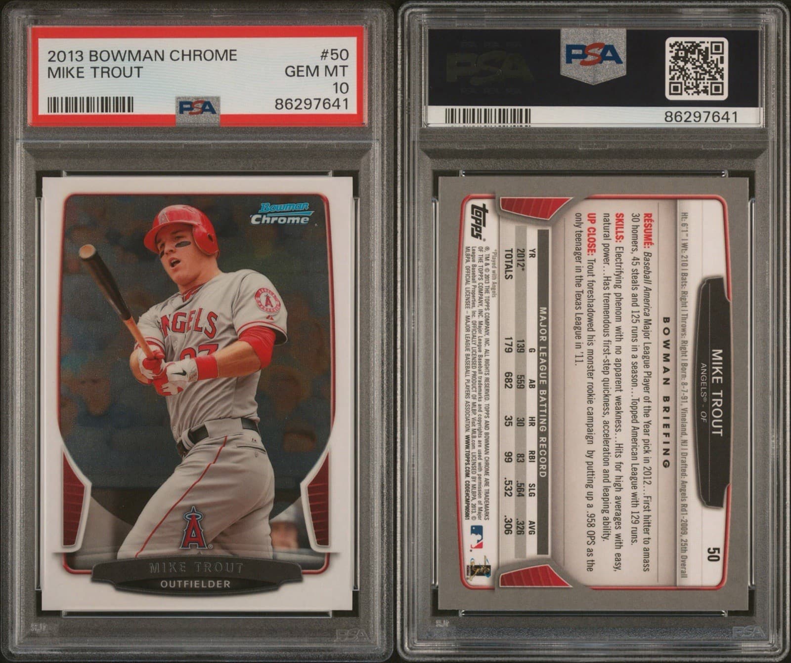 2013 Bowman Chrome - Mike Trout #50. PSA 10 GEM MT.