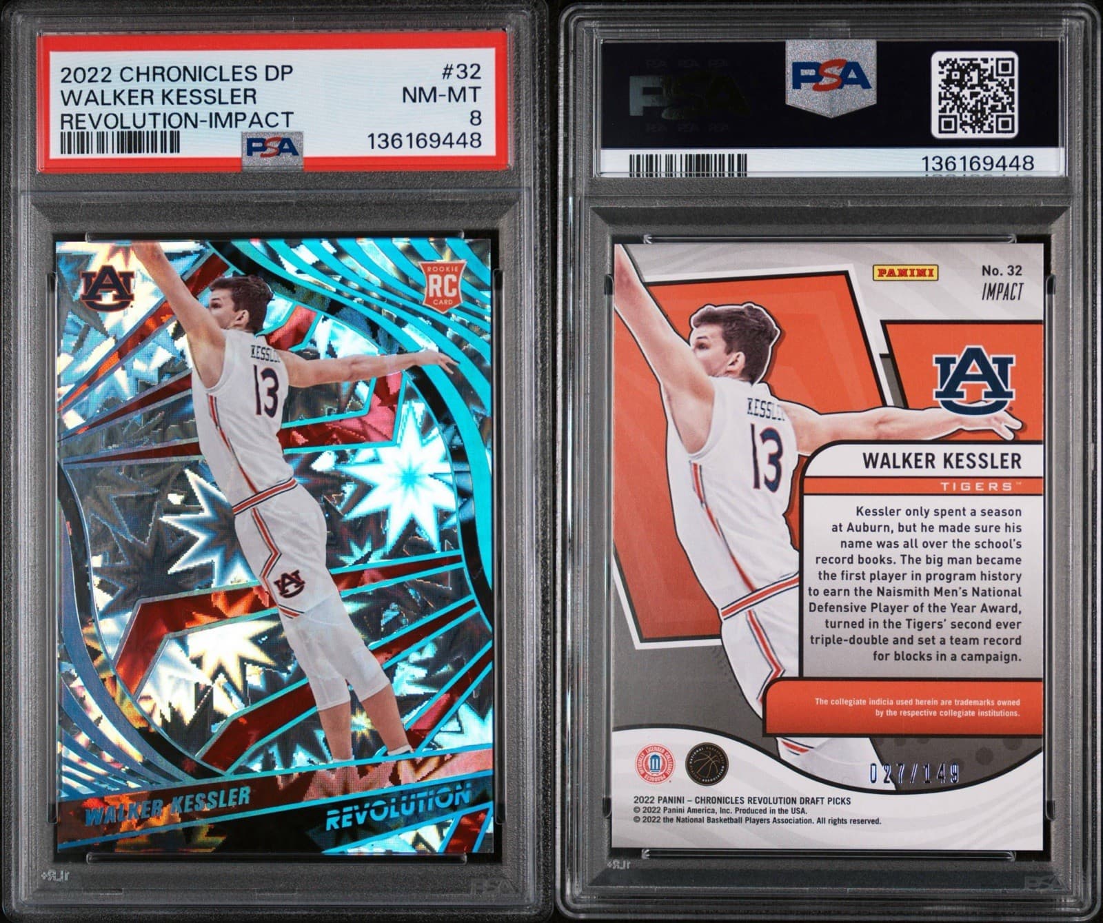 2022 Chronicles Draft Picks - Walker Kessler #32 Revolution - Impact /149. PSA 8