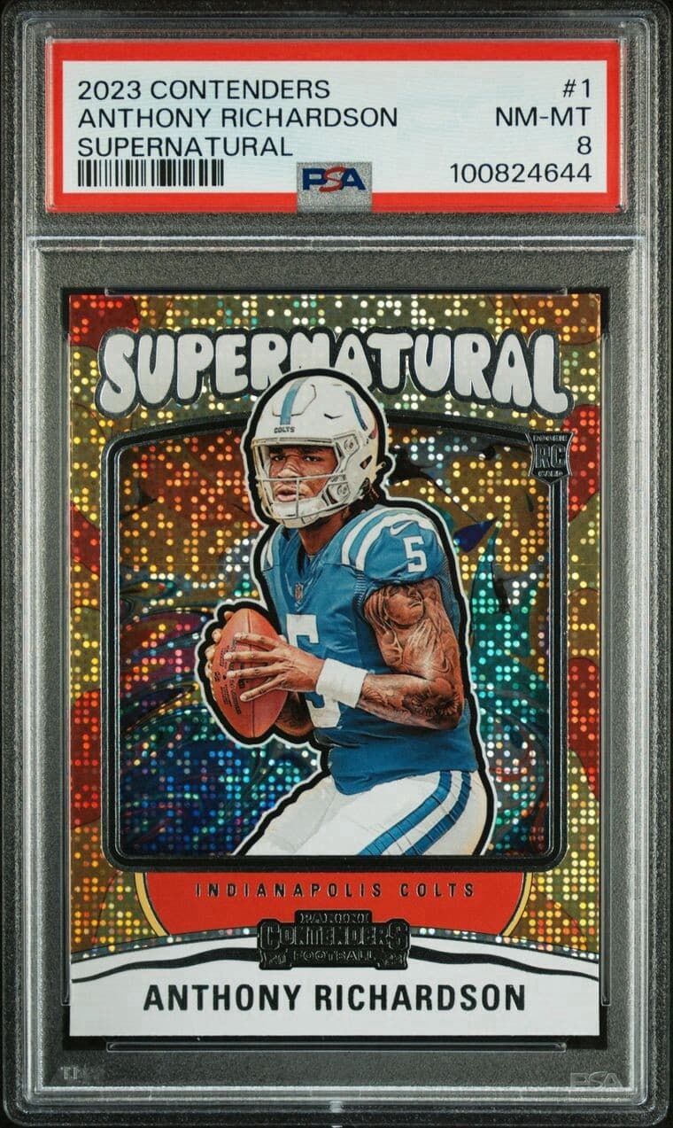 ANTHONY RICHARDSON 2023 CONTENDERS SUPERNATURAL #1 ROOKIE RC PSA  8