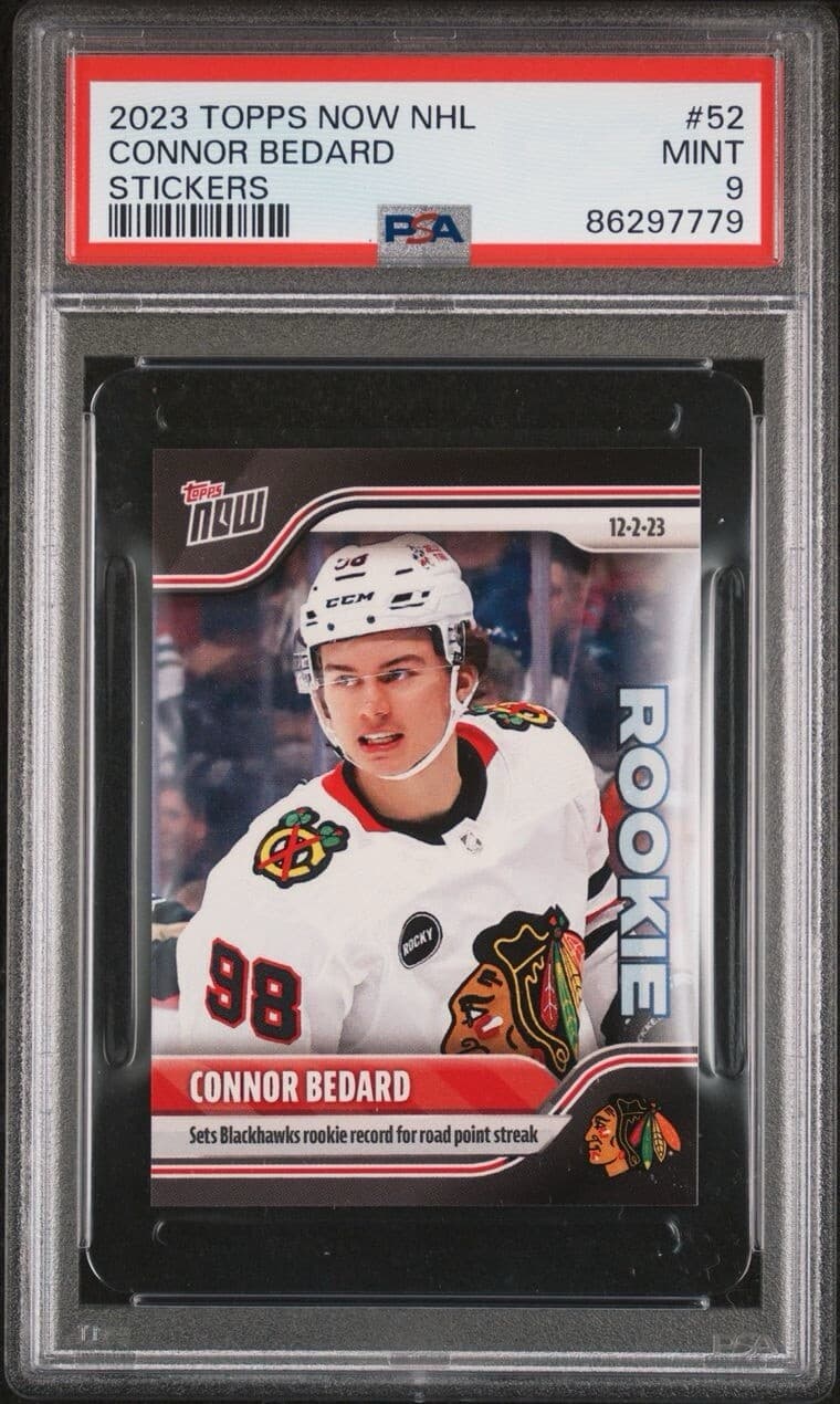 2023 Topps Now NHL Sticker - CONNOR BEDARD #52 PSA-9 Chicago BLACKHAWKS RC
