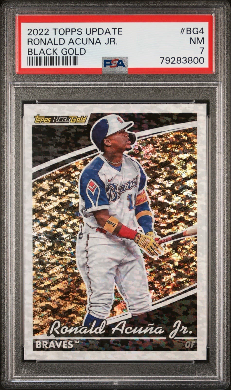 2022 Topps Update Series - Topps Black Gold Ronald Acuña Jr. #BG-4. PSA 7 NM