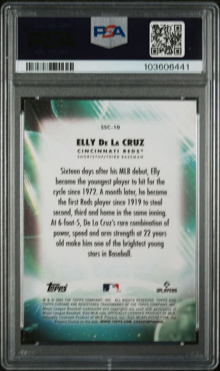 2024 Topps Chrome Update - Stratospheric Stars Elly De La Cruz. PSA 10. Pop 55!