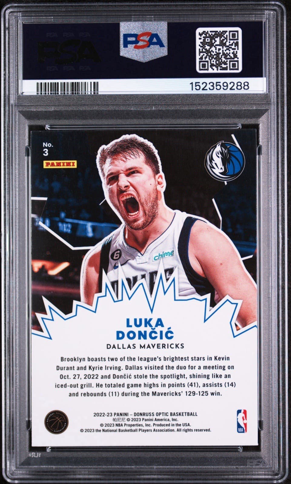 2022-23 Panini Donruss Optic - My House Luka Dončić #3. PSA 9 MINT