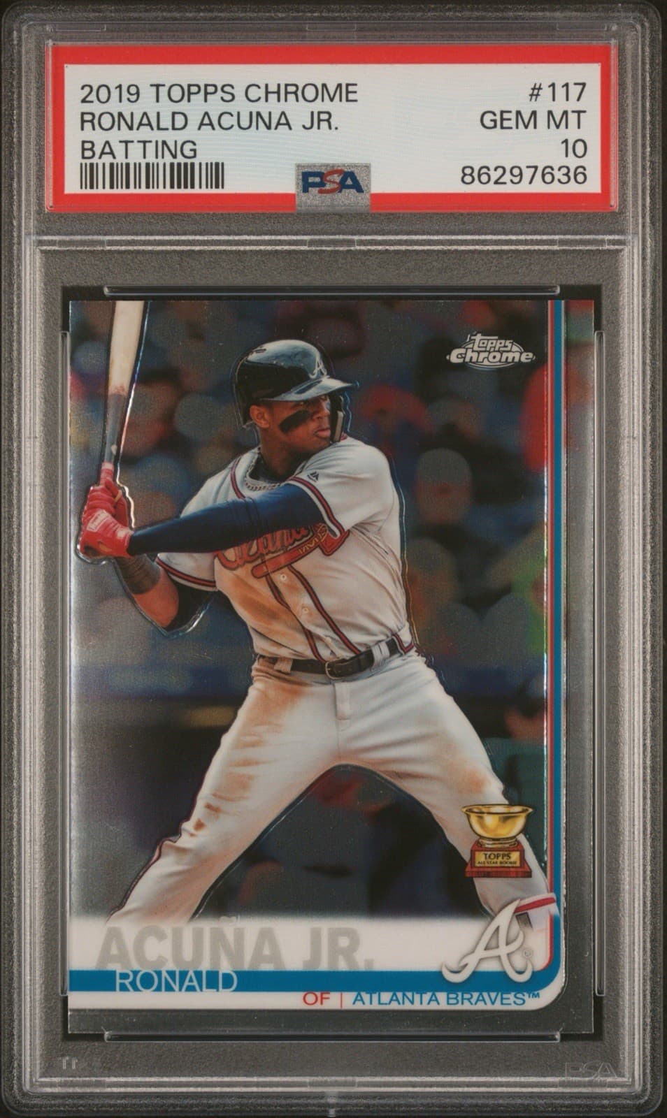 2019 Topps Chrome - Ronald Acuña Jr. #117 Batting. Rookie Cup. PSA 10!