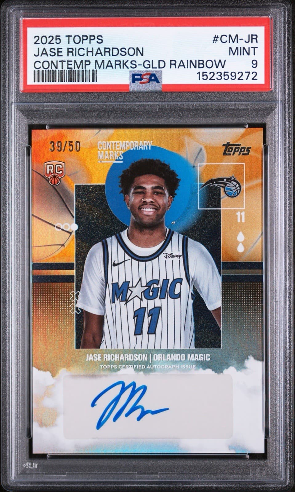 2025 Topps Contemporary Marks Jase Richardson (RC) Auto Gold Rainbow /50. PSA 9