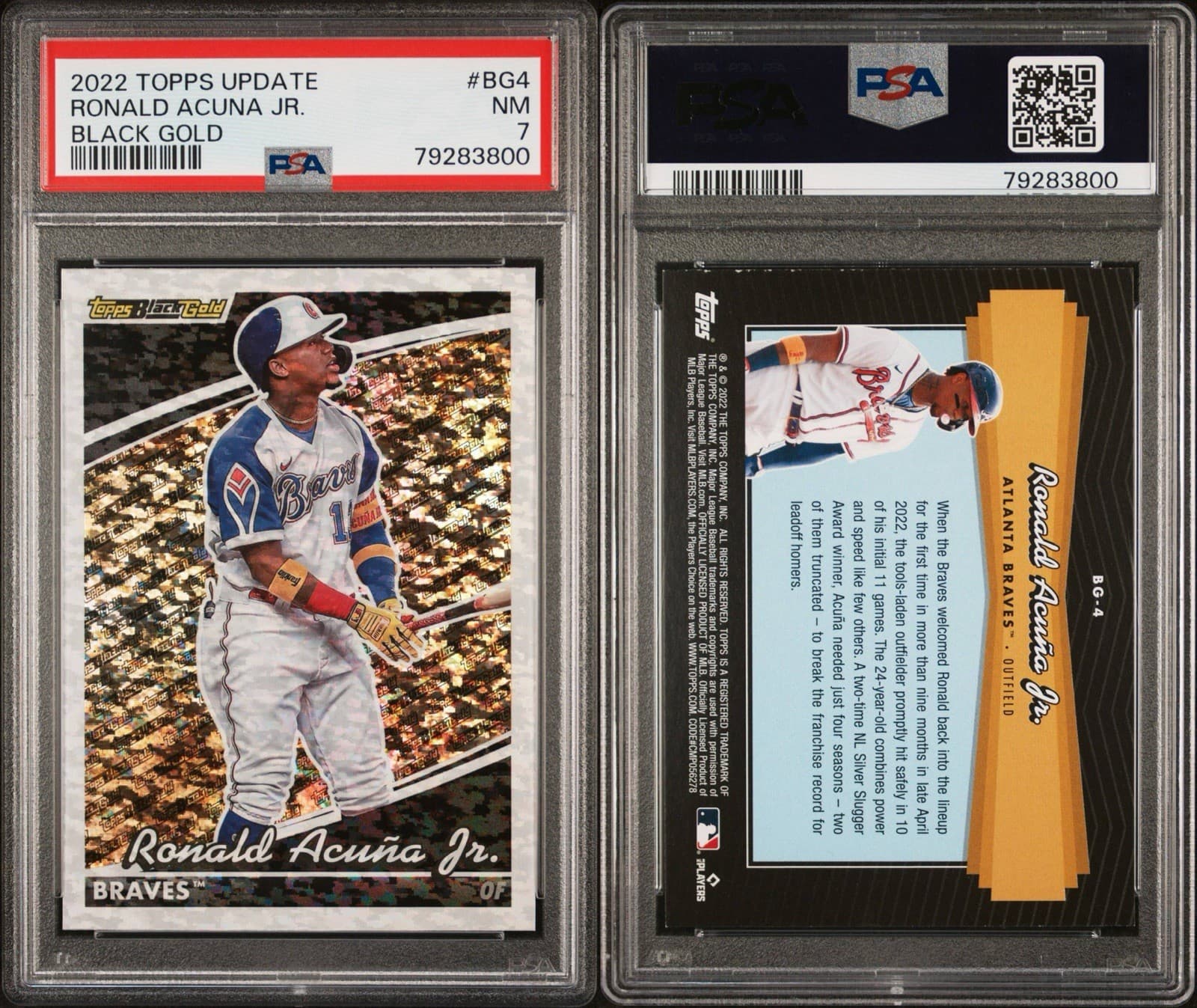 2022 Topps Update Series - Topps Black Gold Ronald Acuña Jr. #BG-4. PSA 7 NM
