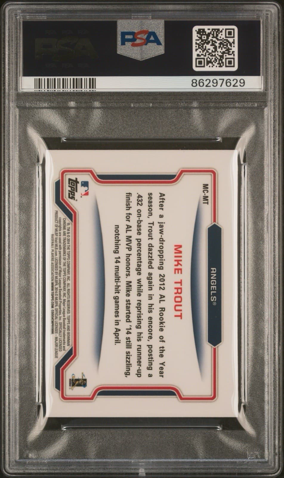 2014 Bowman Chrome - Mini Chrome Mike Trout #MC-MT. PSA 8