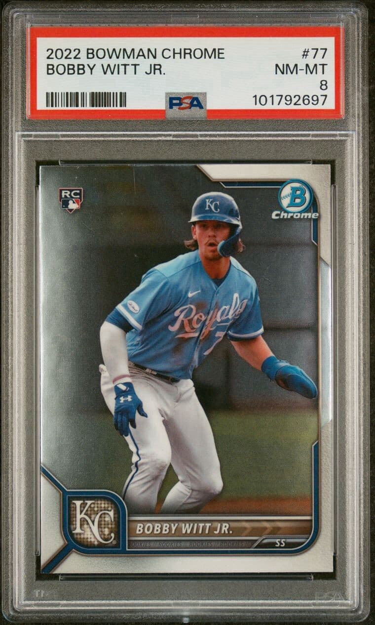 2022 Bowman Chrome - #77 Bobby Witt Jr. (RC). PSA 8.