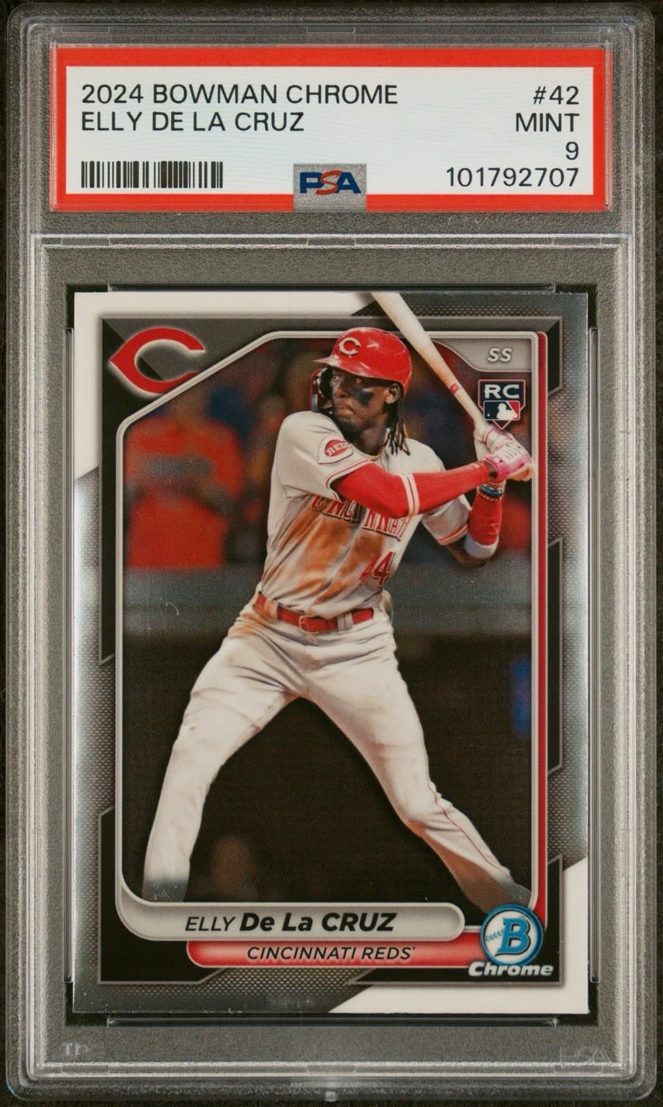 2024 Bowman Chrome - Elly De La Cruz #42 (RC). PSA 9 Mint.