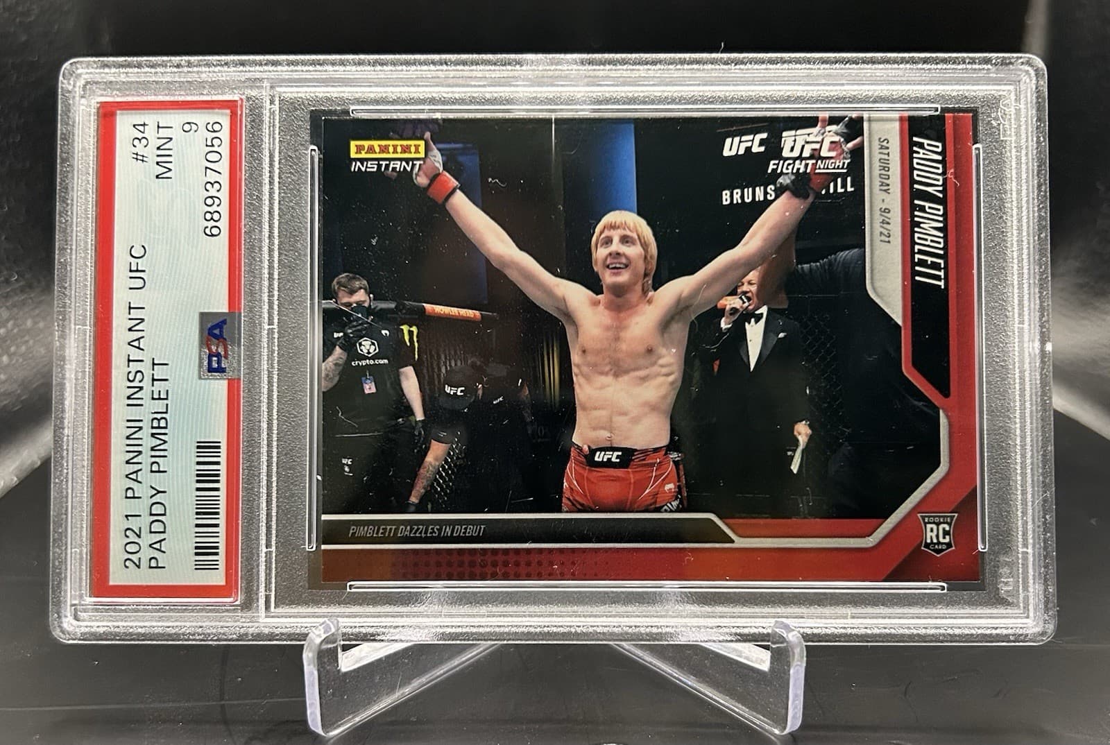 Panini 2021 Instant UFC Paddy Pimblett (RC) #34. /9708. PSA 9 MINT