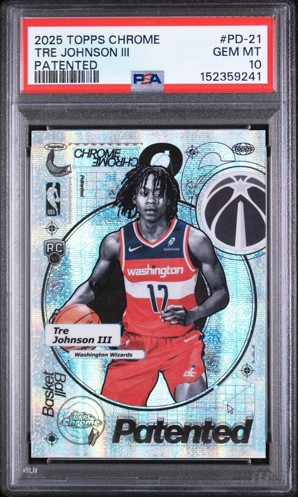 2025-26 Topps Chrome - Patented (Case Hit) Tre Johnson #PD-21 (RC). PSA 10 GEM