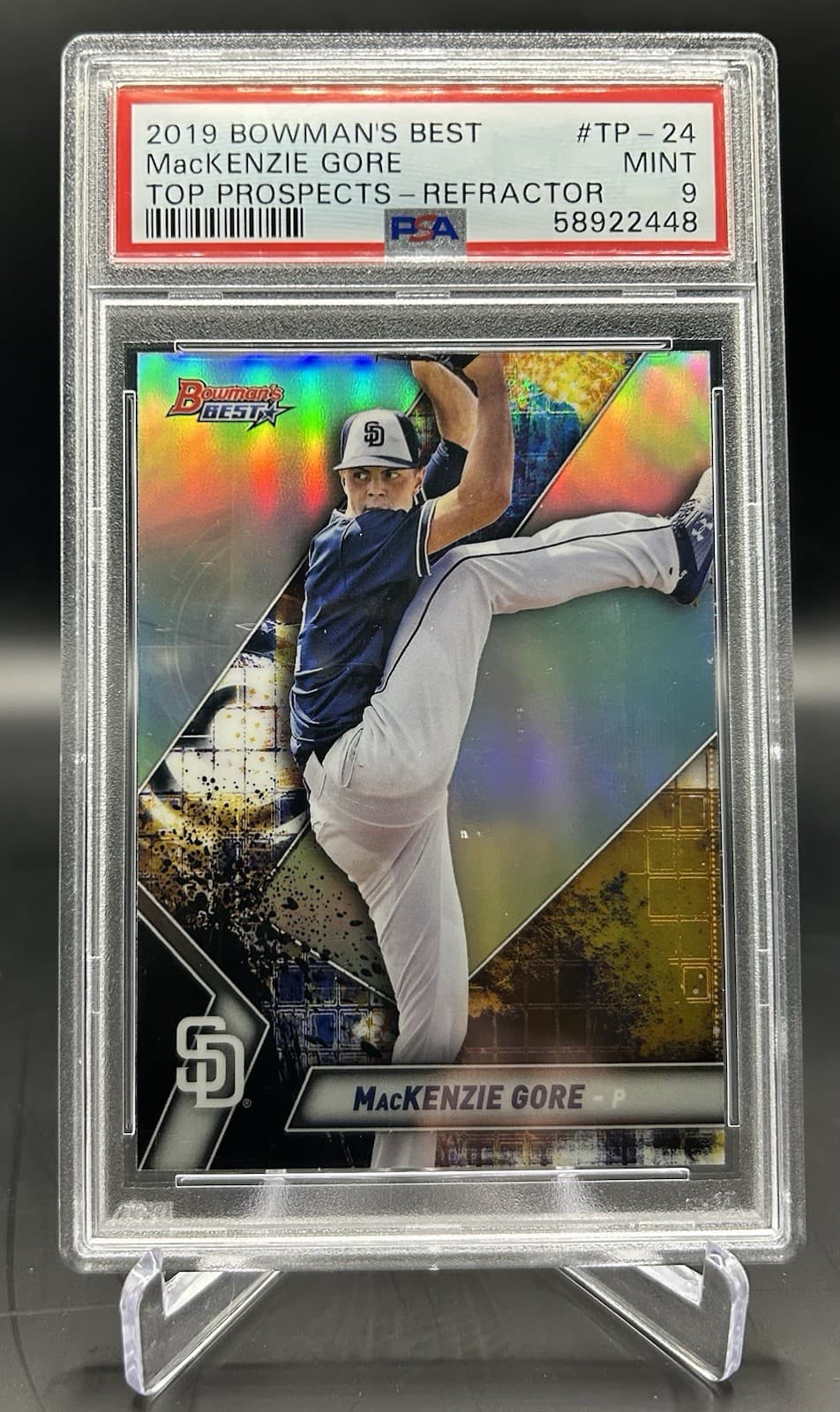 2019 Bowman's Best - Top Prospects Mackenzie Gore #TP-24 Refractor (RC). PSA 9