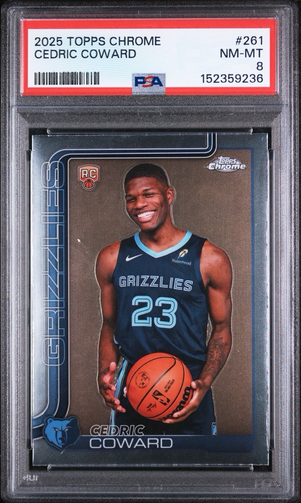 2025-26 Topps Chrome - Cedric Coward #261 (RC). PSA 8 NM-MT