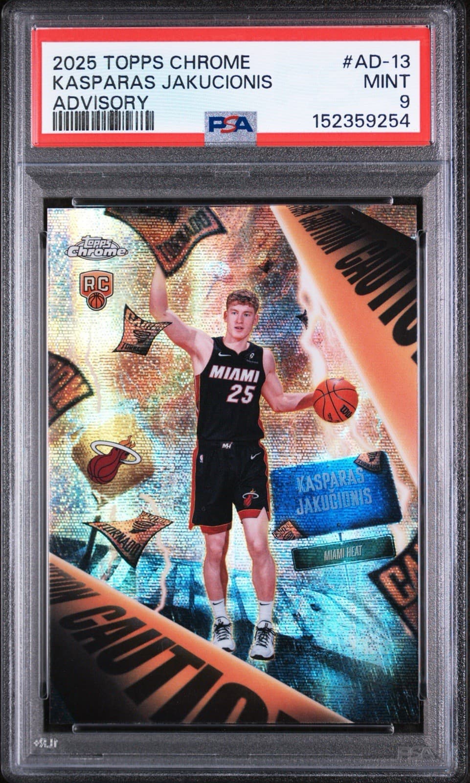 2025 Topps Chrome - Advisory (Case Hit) Kasparas Jakucionis #AD-13 (RC). PSA 9