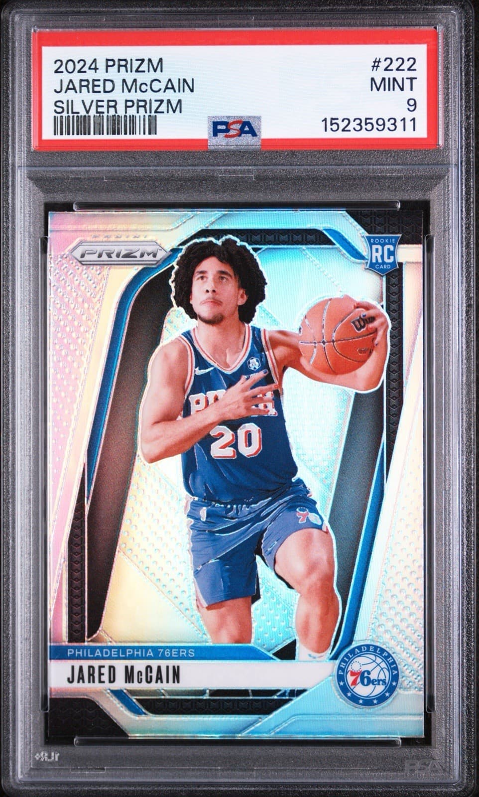 2024-25 Panini Prizm - Jared McCain (RC) #222 Silver Prizm. PSA 9 MINT