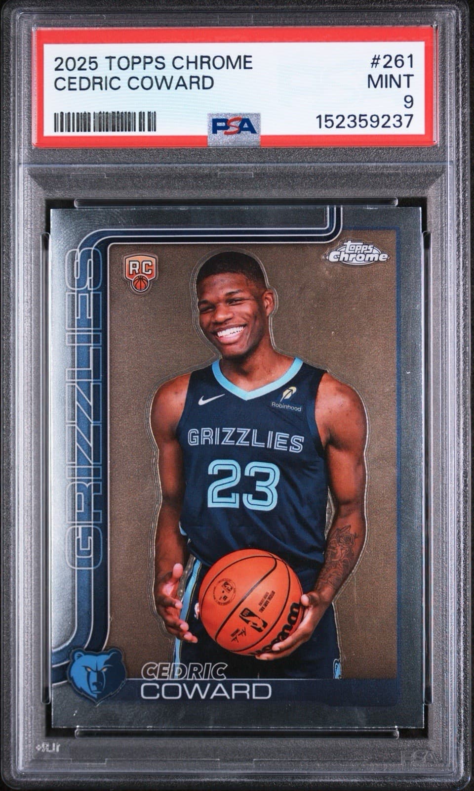 2025-26 Topps Chrome - Cedric Coward #261 (RC). PSA 9 MINT