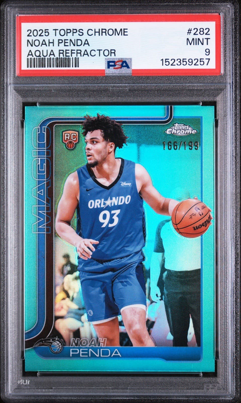 2025-26 Topps Chrome - Noah Penda #282 Aqua Refractor /199 (RC). PSA 9 MINT