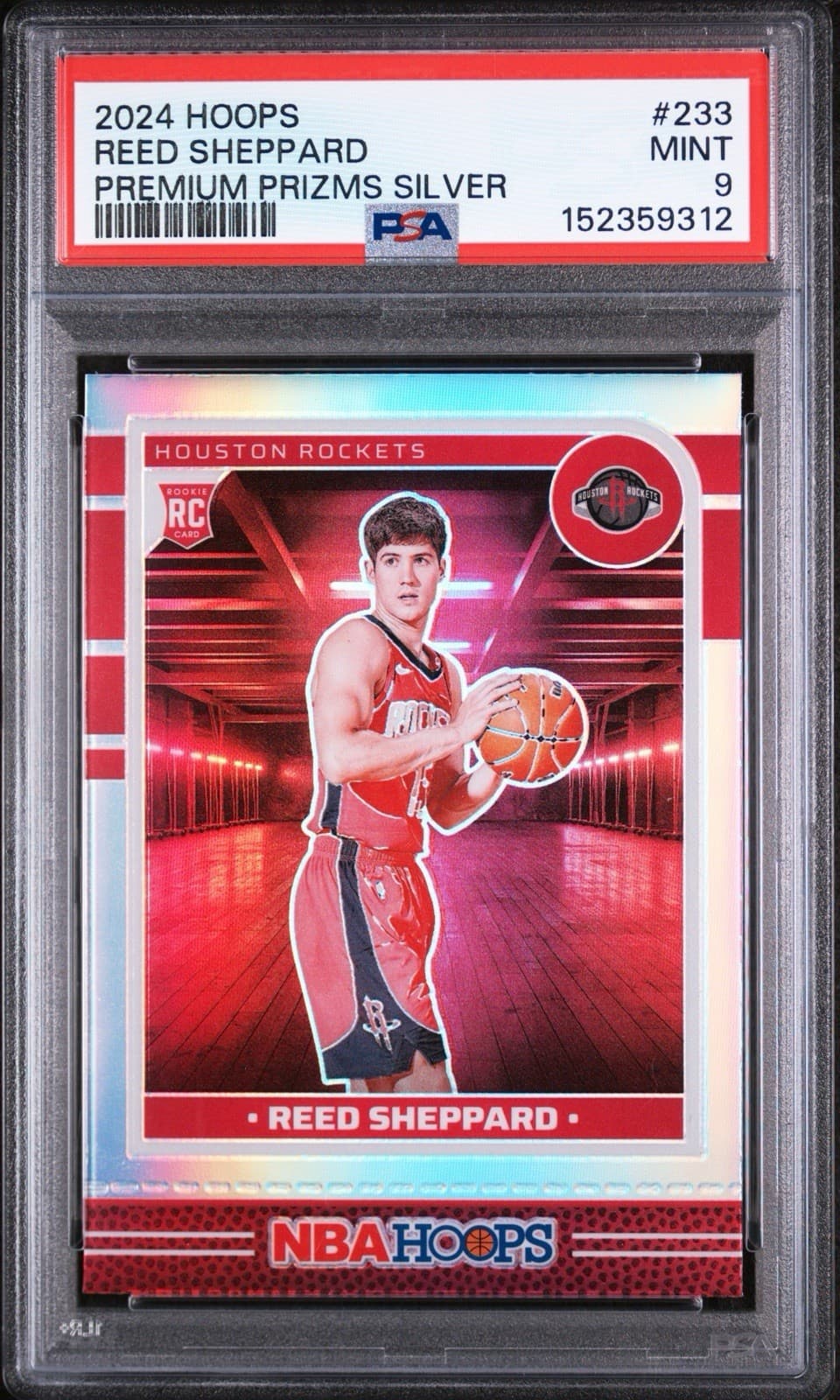 2024 Panini NBA Hoops Premium Prizms Silver - Reed Sheppard (RC). PSA 9 MINT